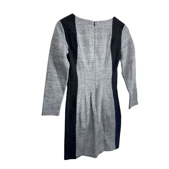 Club Monaco Mini Colorblock Dress Size 2 Gray Black Long Sleeve Cotton Blend Zip - Picture 3 of 7